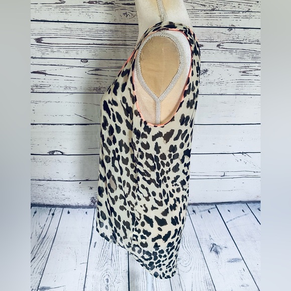 Women’s Medium Tank Top Blu Pepper Animal Print Sheer Embroidery Multicolored - Picture 8 of 11